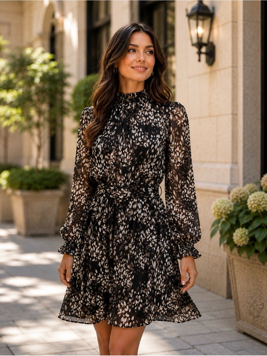 Nine West Dresses & Skirts - NWT Nine West Belted Mock Neck Animal Print Mini Dress Medium